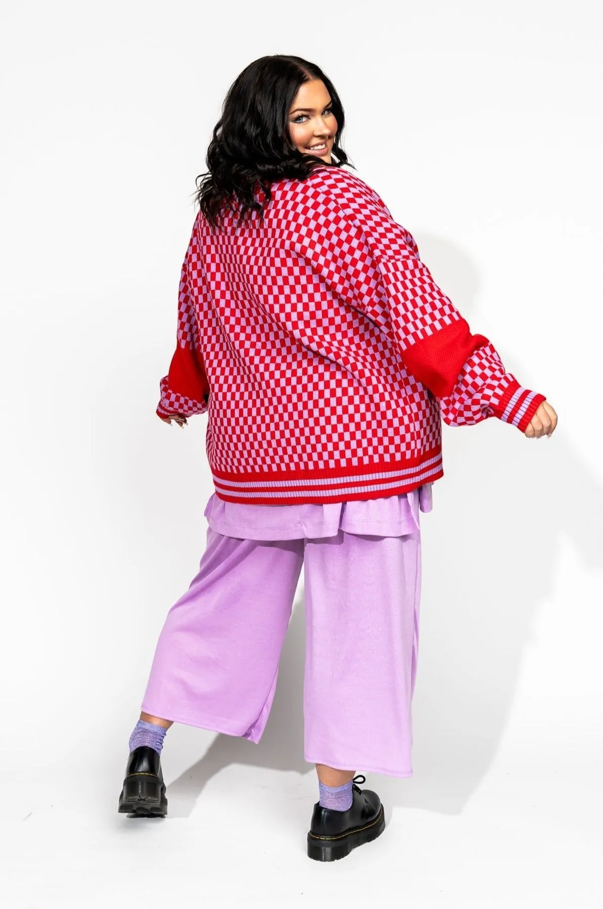 Get What I Want Grandpa Cardigan in Lavender   Red *RESTOCKED*