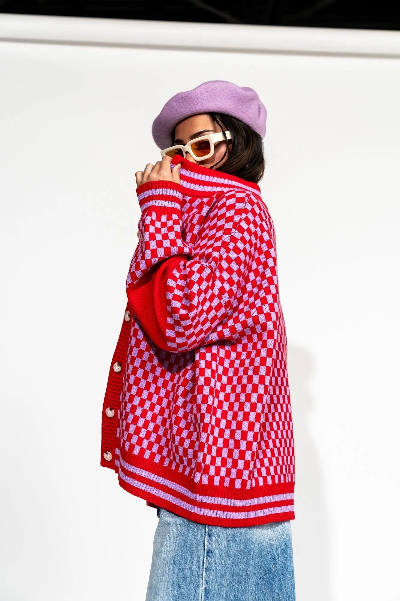 Get What I Want Grandpa Cardigan in Lavender   Red *RESTOCKED*