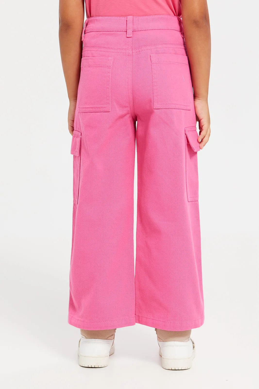 Girls Pink Cargo Jeans