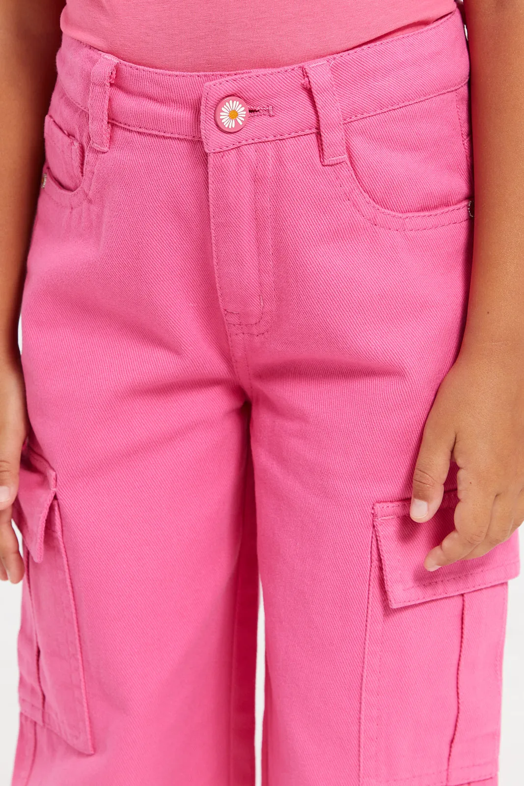 Girls Pink Cargo Jeans