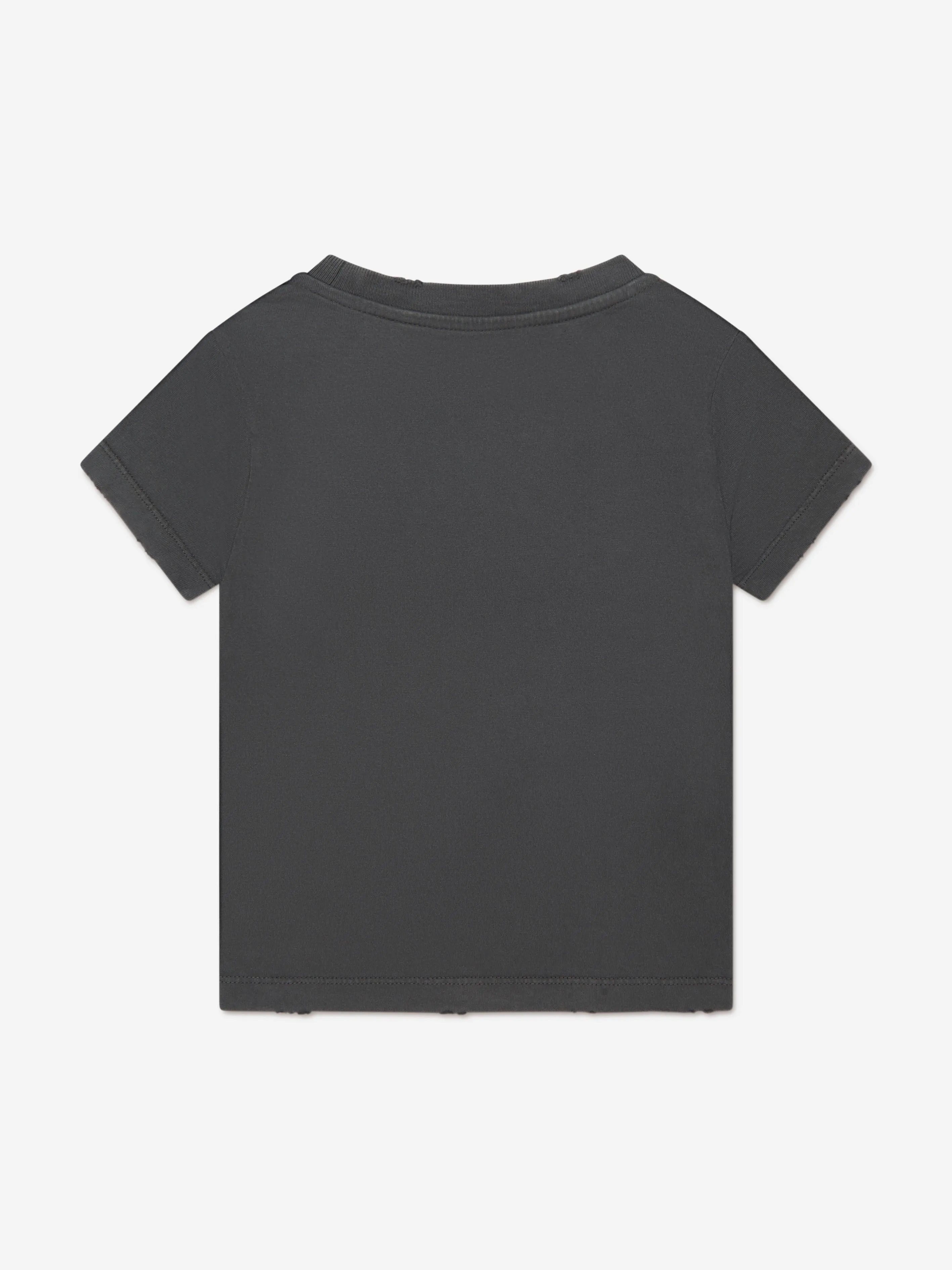 Golden Goose Girls Distressed Logo T-Shirt in Grey