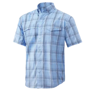Tide Point Fish Plaid Short Sleeve Sport Shirt- Ice Blue