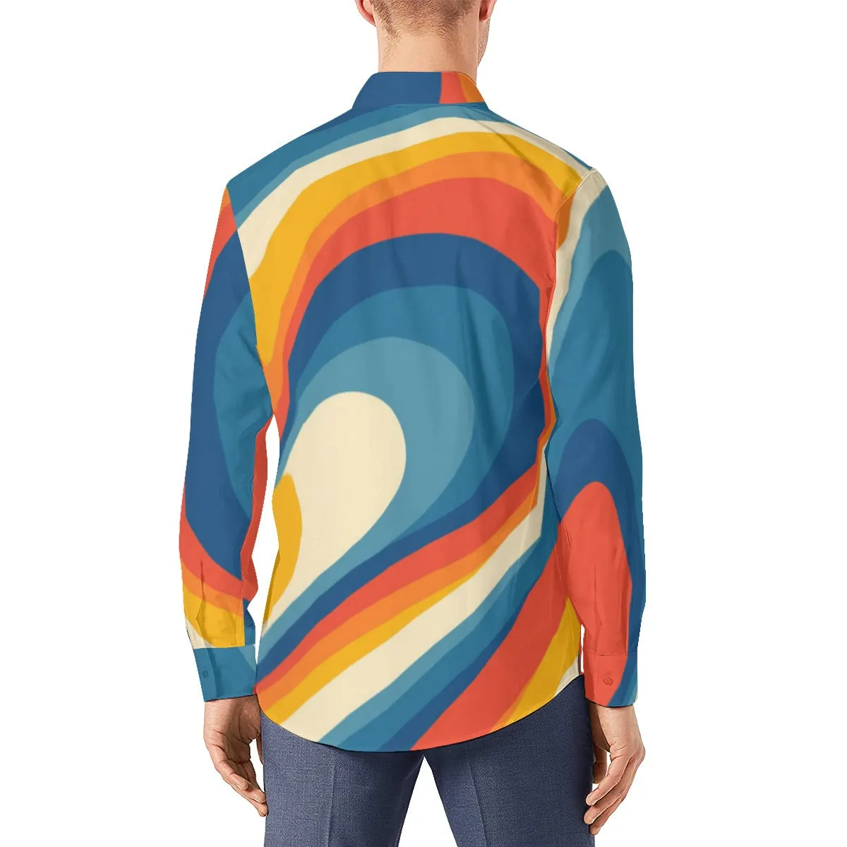 Vintage 70s style shirt, Retro Shirt Men, Hippie Shirt Men, Men's Stripe Orange shirt, 70s Shirt Men, 70s inspired shirt, 70s Groovy Shirt